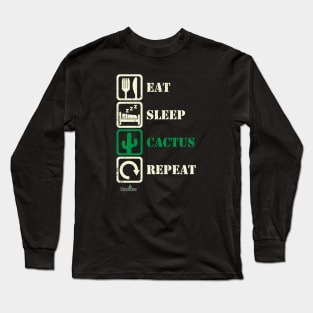 Eat Sleep Cactus Repeat - Dark Long Sleeve T-Shirt